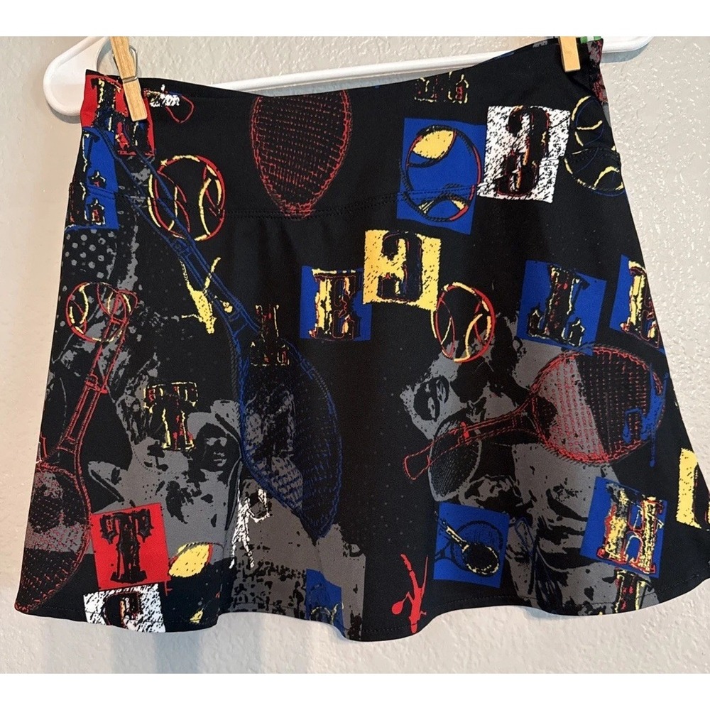 Tail Tech Black Graphic Print Tennis Pickleball Skirt No Shorts Women's Size XS